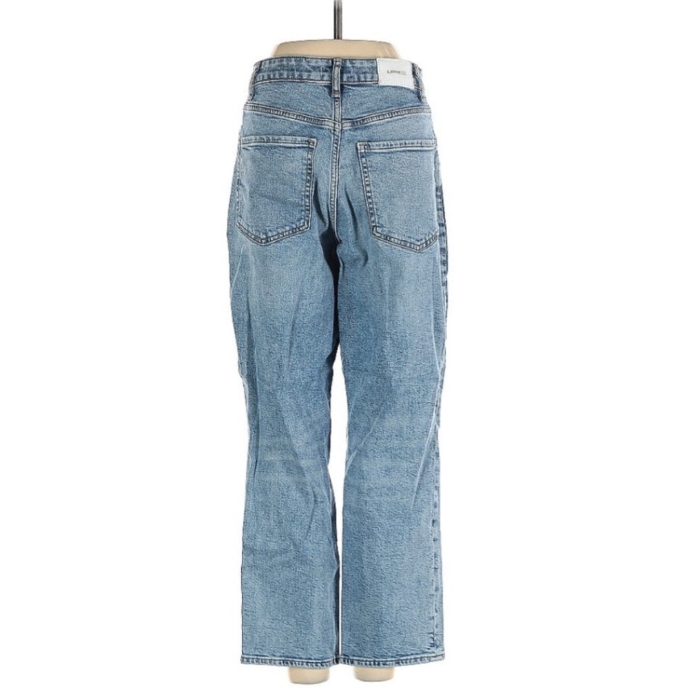 Express Distressed High Waist Straight Leg Curvy Mom Jeans - Picture 3 of 3
